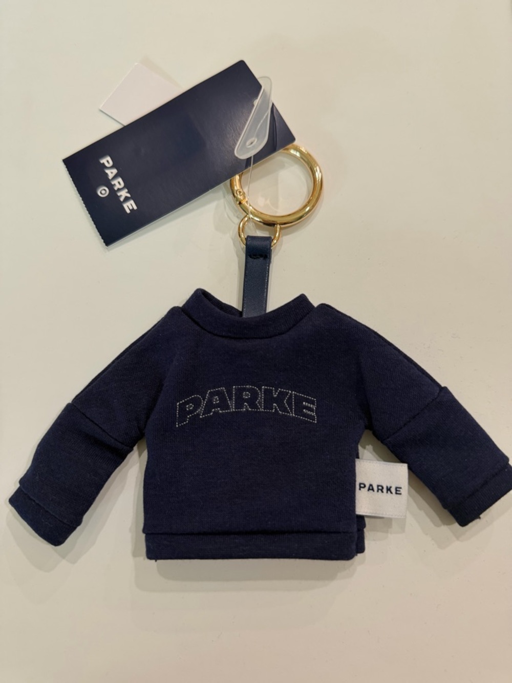 PARKE Navy Mini Sweatshirt Keychain NWT